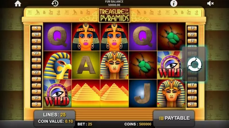 Treasure of the Pyramids Fun Slot Game made by 1x2 Gaming with 5 Reel and 25 Line