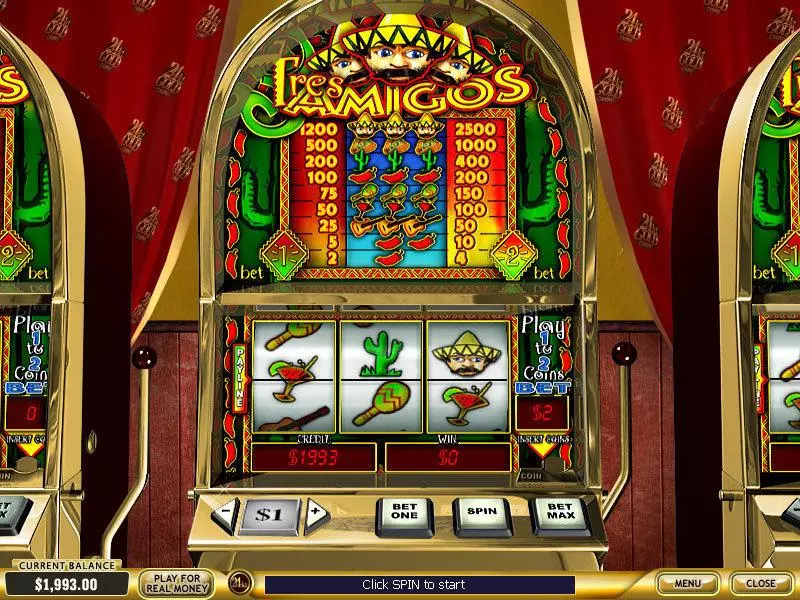 Tres Amigos Fun Slot Game made by PlayTech with 3 Reel and 1 Line