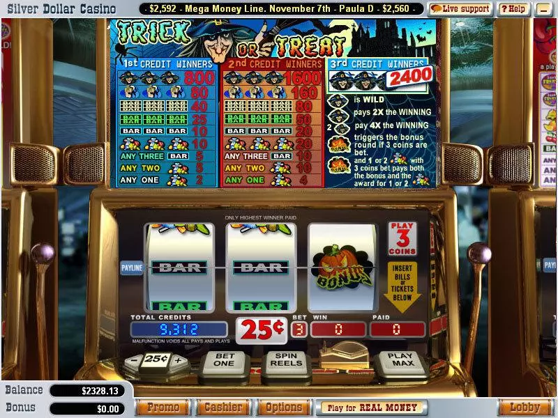 Trick or Treat Fun Slot Game made by WGS Technology with 3 Reel and 1 Line