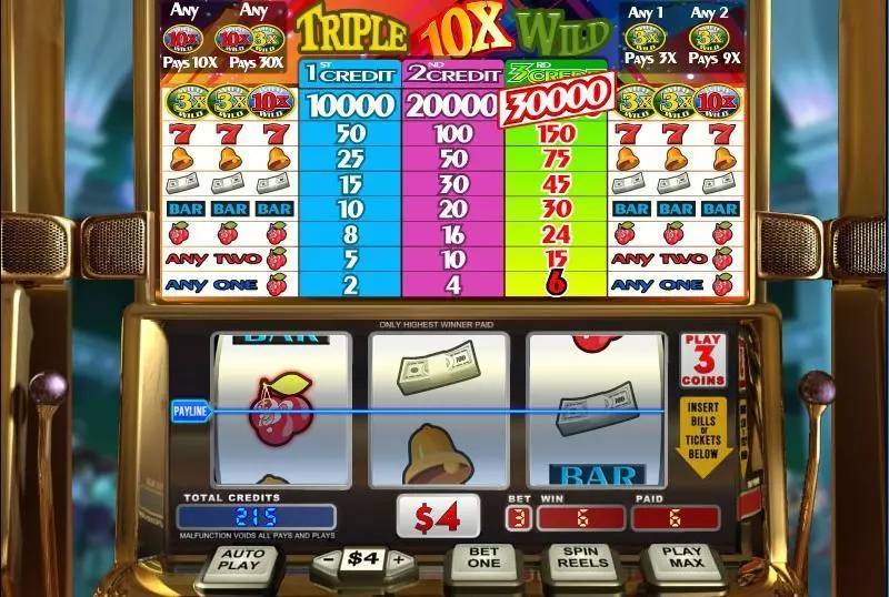 Triple 10x Wild Fun Slot Game made by WGS Technology with 3 Reel and 1 Line
