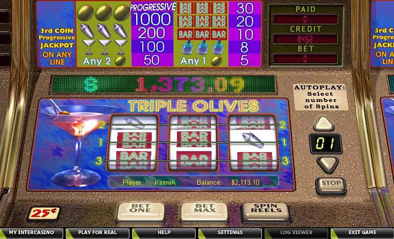 Triple Olives Fun Slot Game made by CryptoLogic with 3 Reel and 1 Line