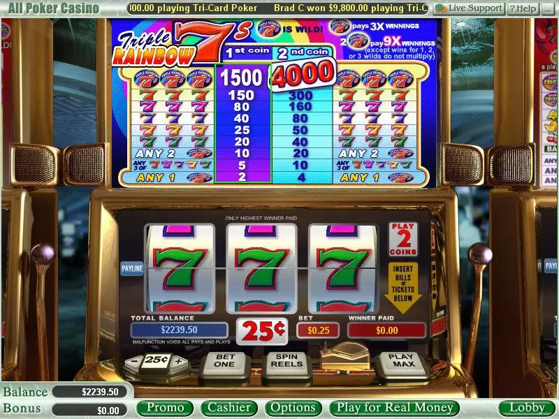 Triple Rainbow 7s Fun Slot Game made by WGS Technology with 3 Reel and 1 Line