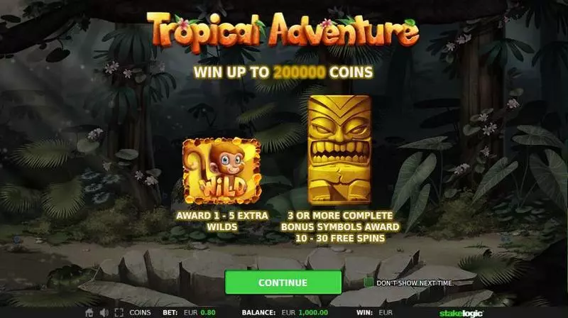 Tropical Adventure Fun Slot Game made by StakeLogic with 5 Reel and 40 Line