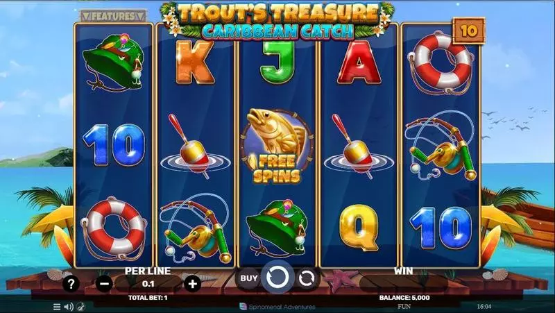 Trout’s Treasure – Caribbean Catch Fun Slot Game made by Spinomenal with 5 Reel and 10 Line
