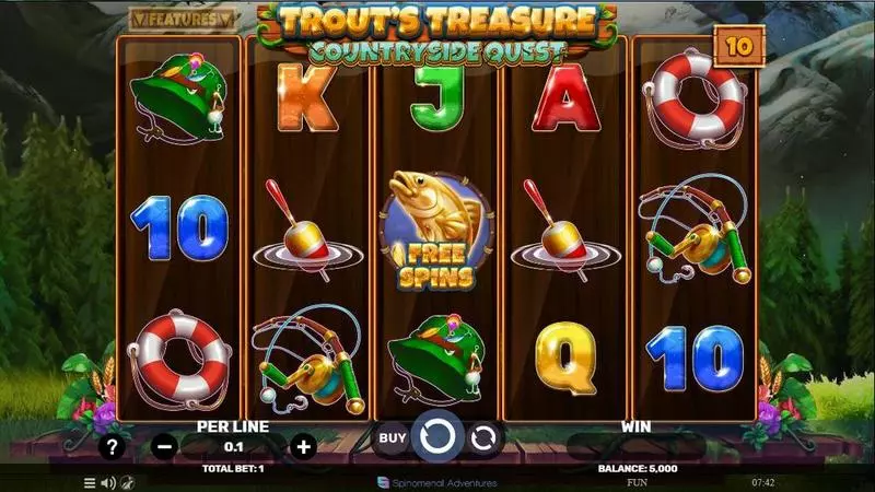 Trout’s Treasure – Countryside Quest Fun Slot Game made by Spinomenal with 5 Reel and 10 Line