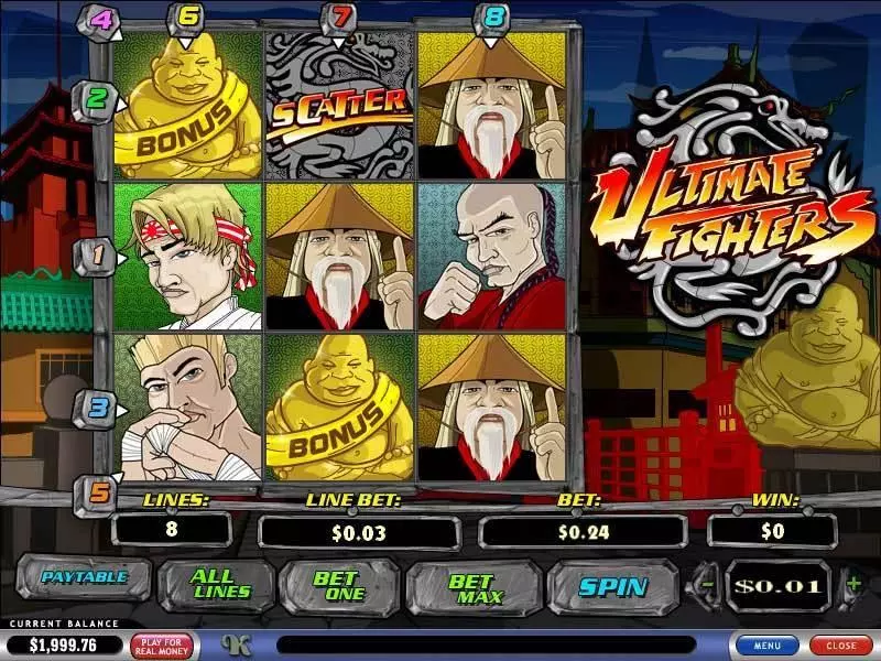 Ultimate Fighters Fun Slot Game made by PlayTech with 3 Reel and 8 Line