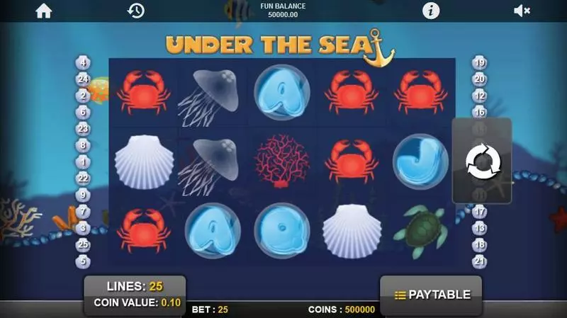 Under the Sea Fun Slot Game made by 1x2 Gaming with 5 Reel and 25 Line