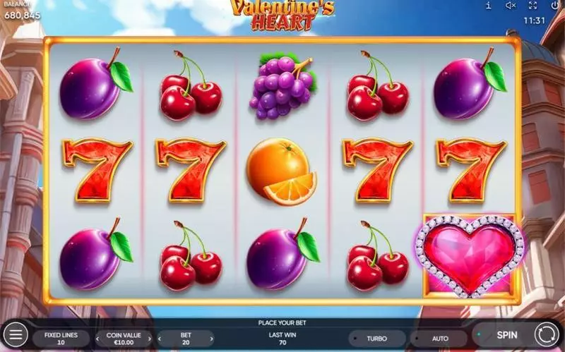 Valentine's Heart Fun Slot Game made by Endorphina with 5 Reel and 10 Line