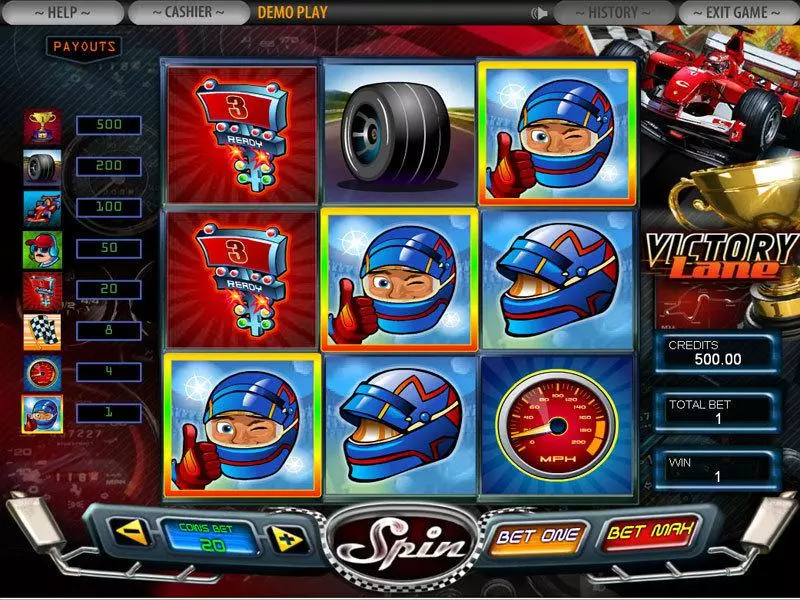 Victory Lane Fun Slot Game made by DGS with 3 Reel and 3 Line