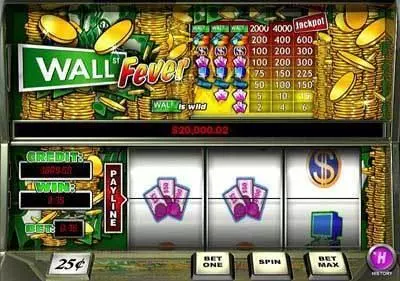 Wall st Fever 1 Line Fun Slot Game made by PlayTech with 3 Reel and 1 Line