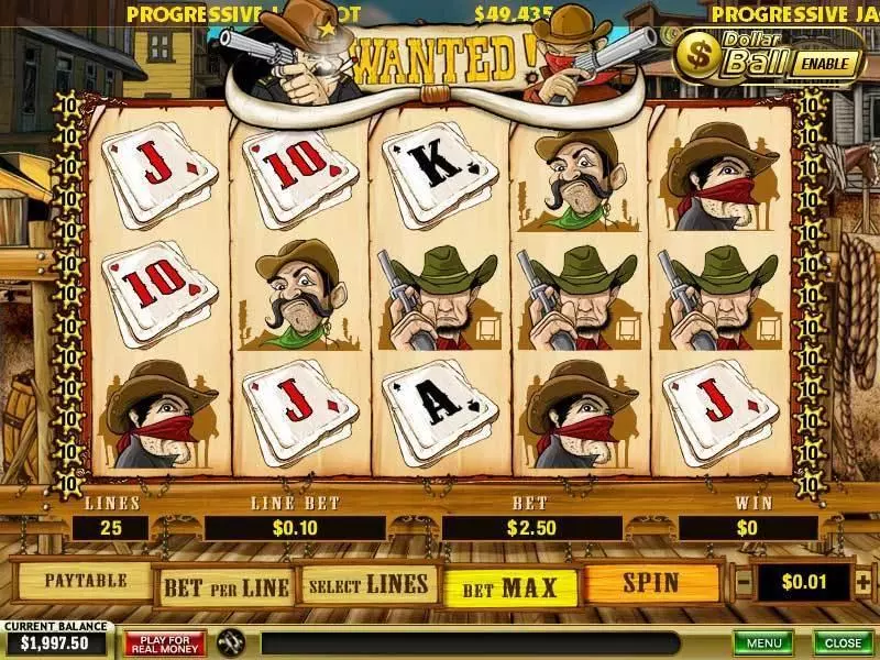 Wanted Fun Slot Game made by PlayTech with 5 Reel and 25 Line