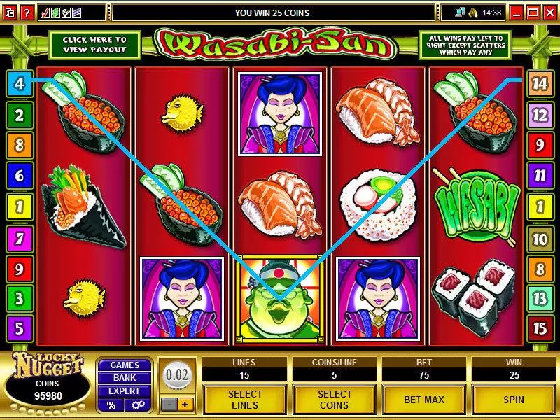Wasabi San Fun Slot Game made by Microgaming with 5 Reel and 15 Line
