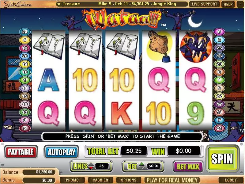 Wataa Fun Slot Game made by WGS Technology with 5 Reel and 25 Line