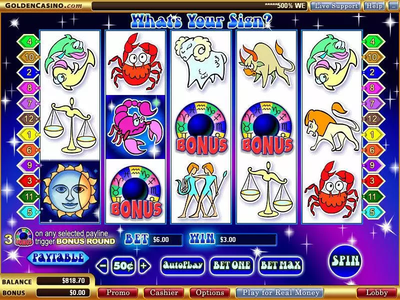What's Your Sign Fun Slot Game made by WGS Technology with 5 Reel and 12 Line