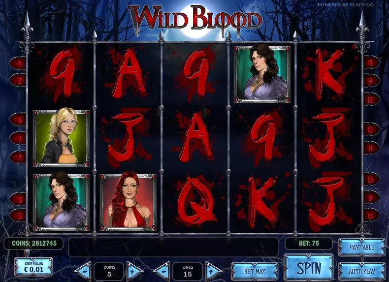 Wild Blood Fun Slot Game made by Play'n GO with 5 Reel and 15 Line