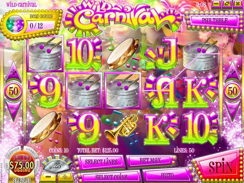 Wild Carnival Fun Slot Game made by Rival with 5 Reel and 50 Line