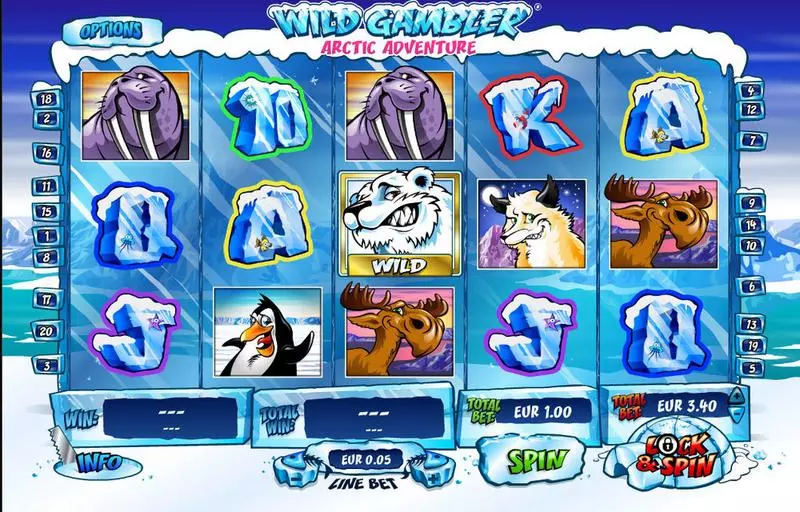 Wild Gambler Artic Adventure Fun Slot Game made by Ash Gaming with 5 Reel and 20 Line