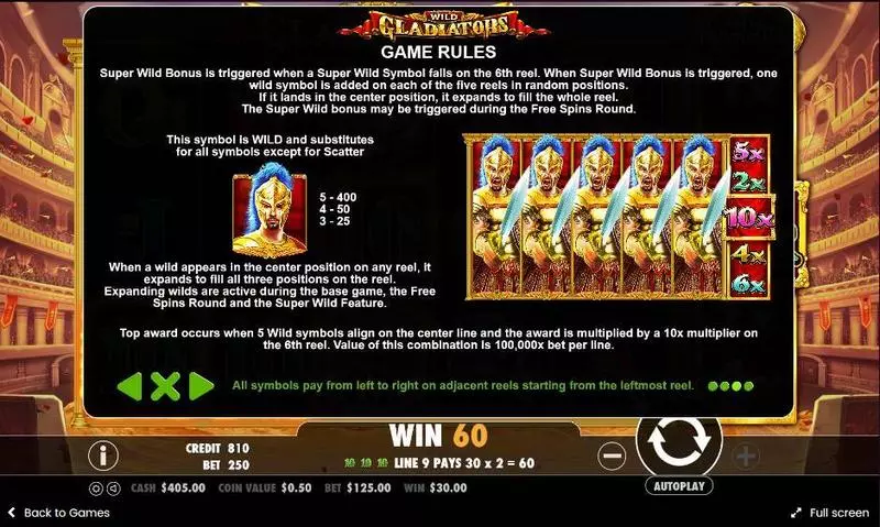 Wild Gladiators Fun Slot Game made by Pragmatic Play with 5 Reel and 25 Line
