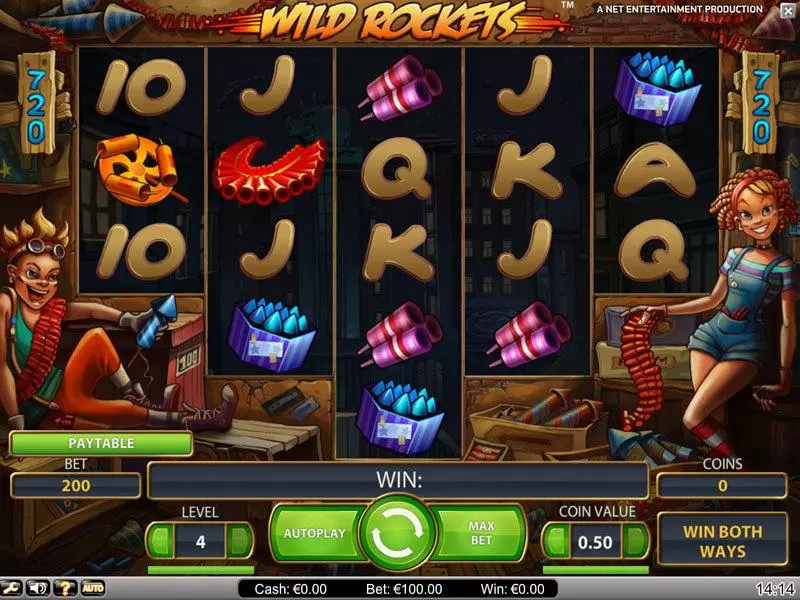 Wild Rockets Fun Slot Game made by NetEnt with 5 Reel and 720 lines