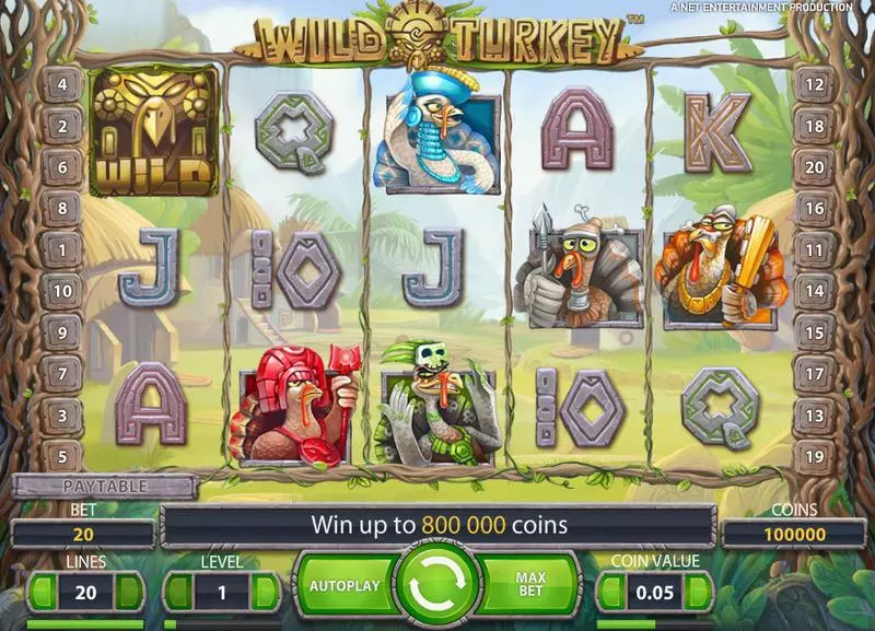 Wild Turkey Fun Slot Game made by NetEnt with 5 Reel and 20 Line