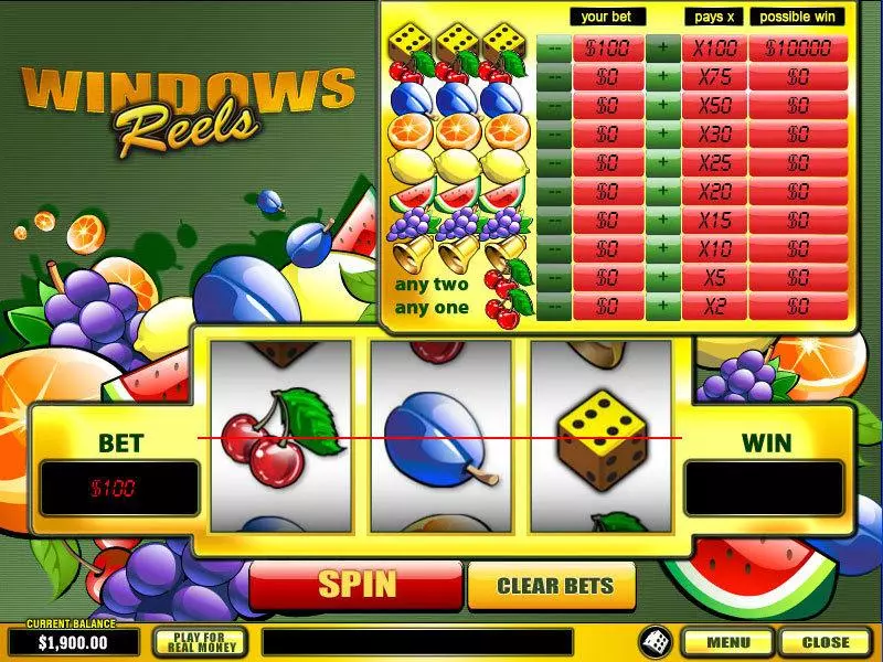 Windows Reels Fun Slot Game made by PlayTech with 3 Reel and 1 Line