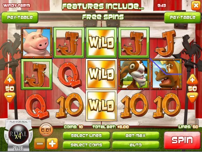 Windy Farm Fun Slot Game made by Rival with 5 Reel and 50 Line