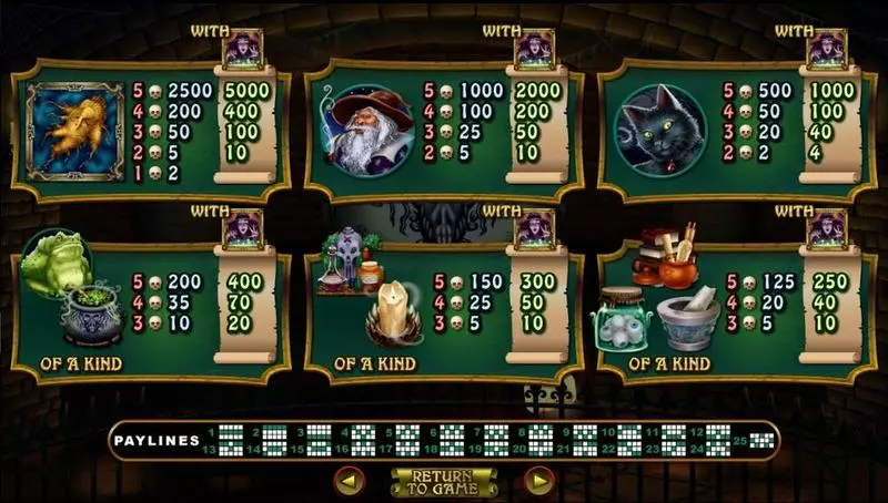 Witch's Brew Fun Slot Game made by RTG with 5 Reel and 25 Line