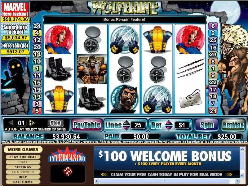 Wolverine Fun Slot Game made by CryptoLogic with 5 Reel and 25 Line