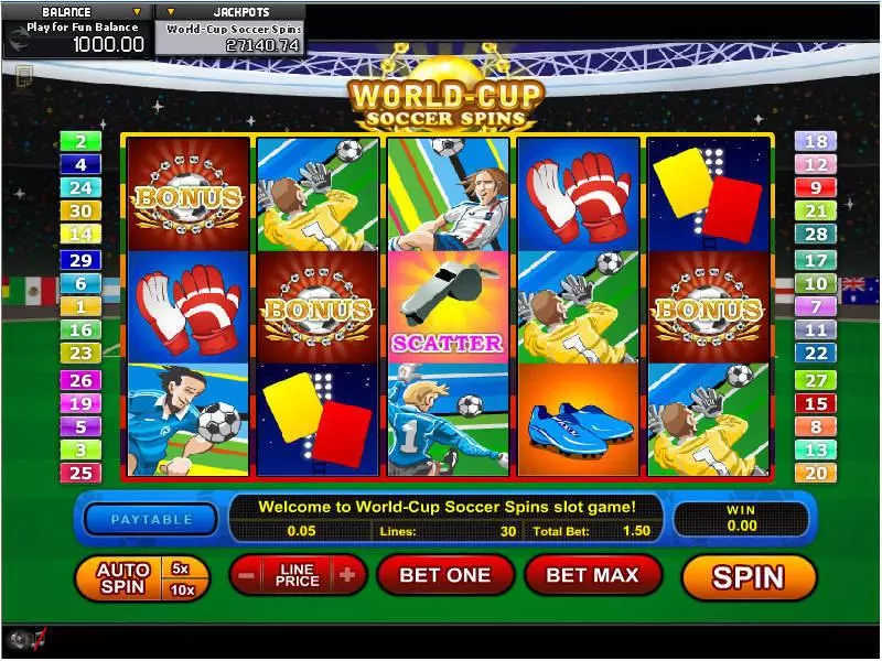 World Cup Soccer Spins Fun Slot Game made by GamesOS with 5 Reel and 30 Line