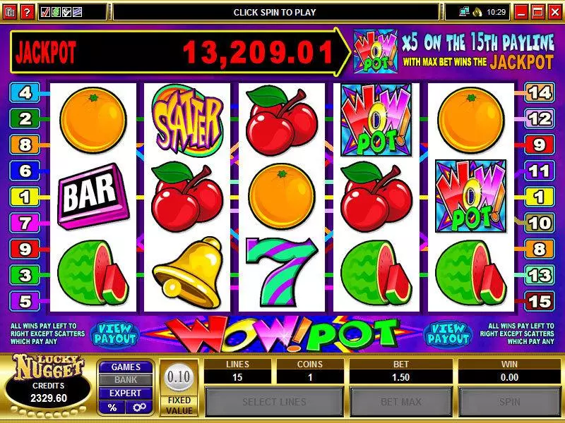 Wow Pot 5-Reels Fun Slot Game made by Microgaming with 5 Reel and 15 Line