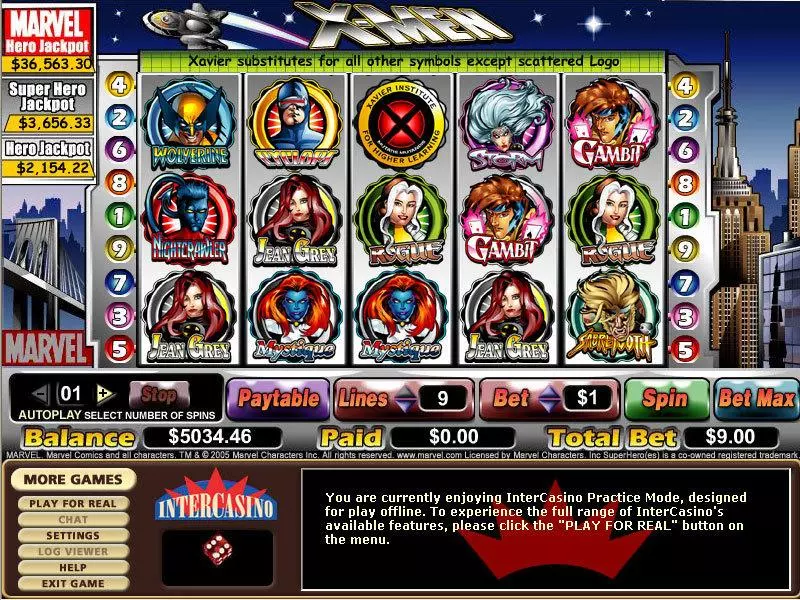 X-Men Fun Slot Game made by CryptoLogic with 5 Reel and 9 Line