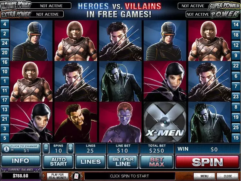 X-Men Fun Slot Game made by PlayTech with 5 Reel and 25 Line