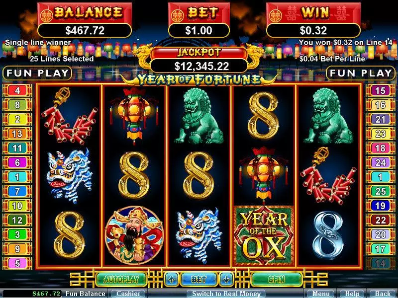 Year of Fortune Fun Slot Game made by RTG with 5 Reel and 25 Line