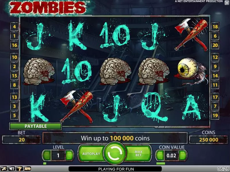 Zombies Fun Slot Game made by NetEnt with 5 Reel and 20 Line